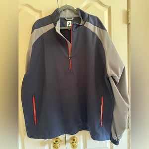 FootJoy Jacket Mens 2XL Navy Blue Gray Pullover Windbreaker 1/4 Zip Golf Course